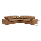 Cali 5-Piece Brown Leather Modular L-Sectional