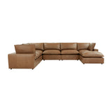 Cali 7-Piece Brown Leather Modular Large Chaise Sectional