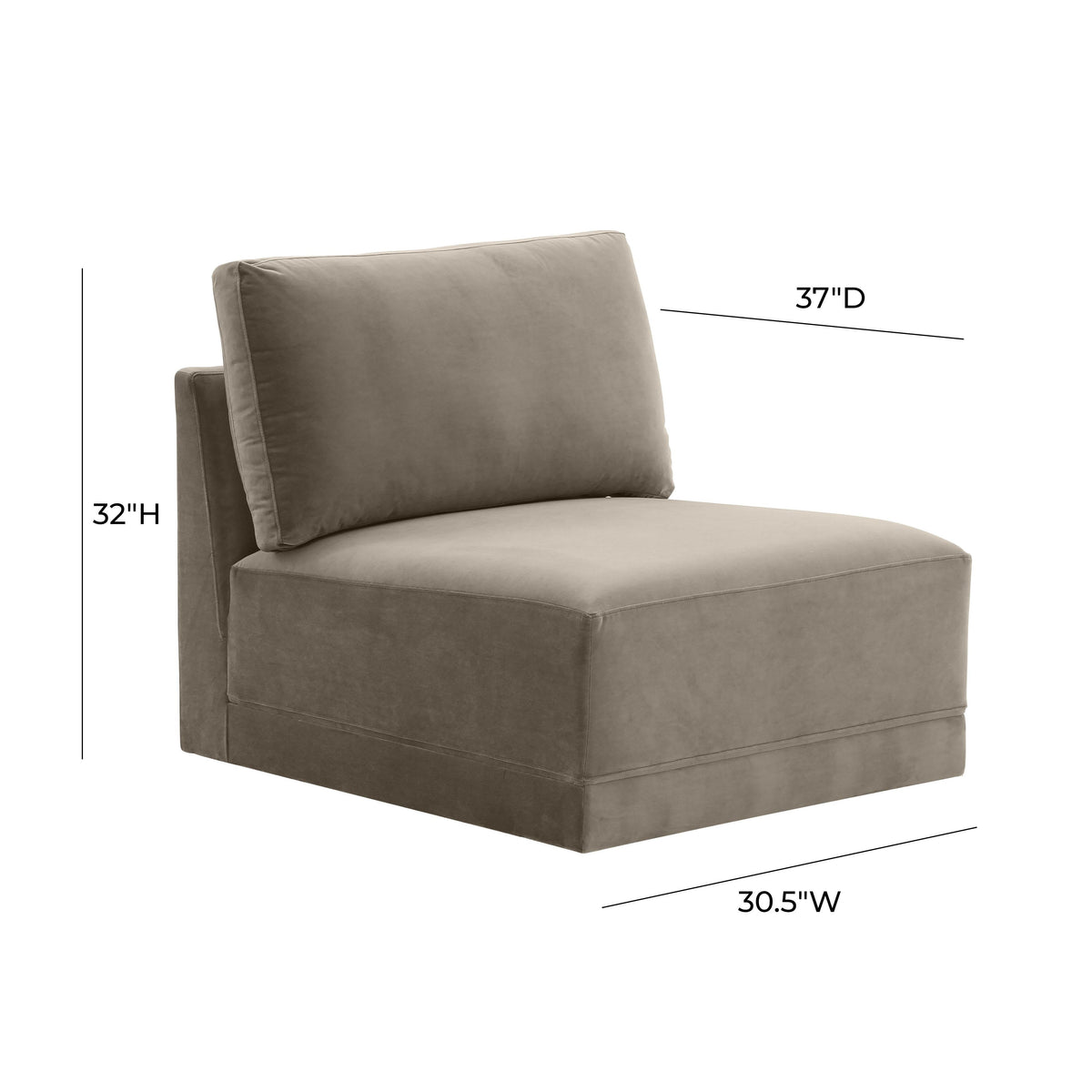 Willow Performance Velvet Modular Armless Chair - View 5