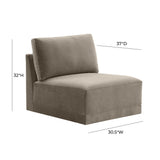 Willow Performance Velvet Modular Armless Chair - View 5