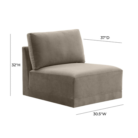 Willow Performance Velvet Modular Armless Chair - View 5