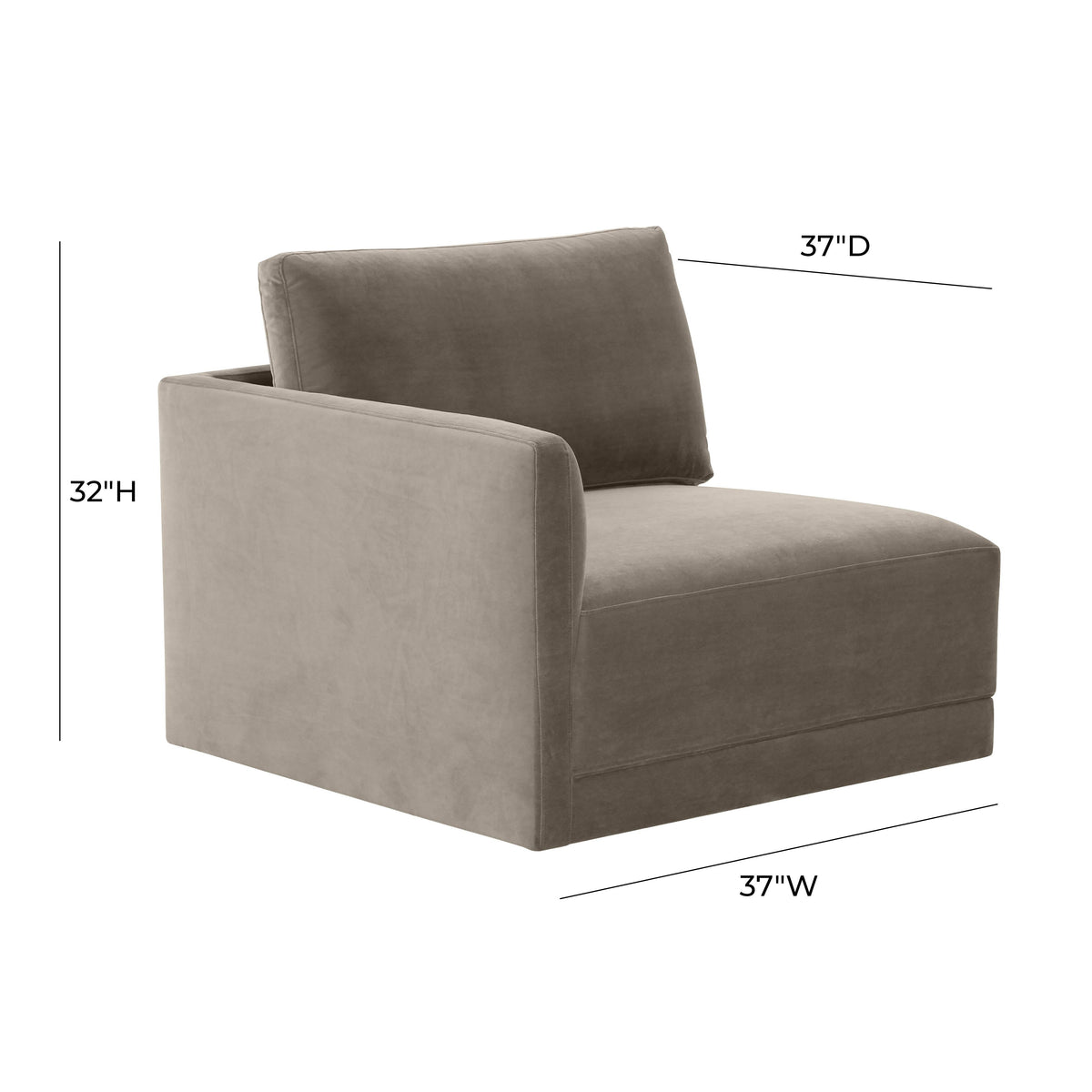 Willow Performance Velvet Modular LAF Corner Chair - View 6