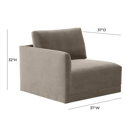 Willow Performance Velvet Modular LAF Corner Chair - View 6