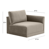Willow Performance Velvet Modular RAF Corner Chair - View 6