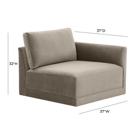 Willow Performance Velvet Modular RAF Corner Chair - View 6