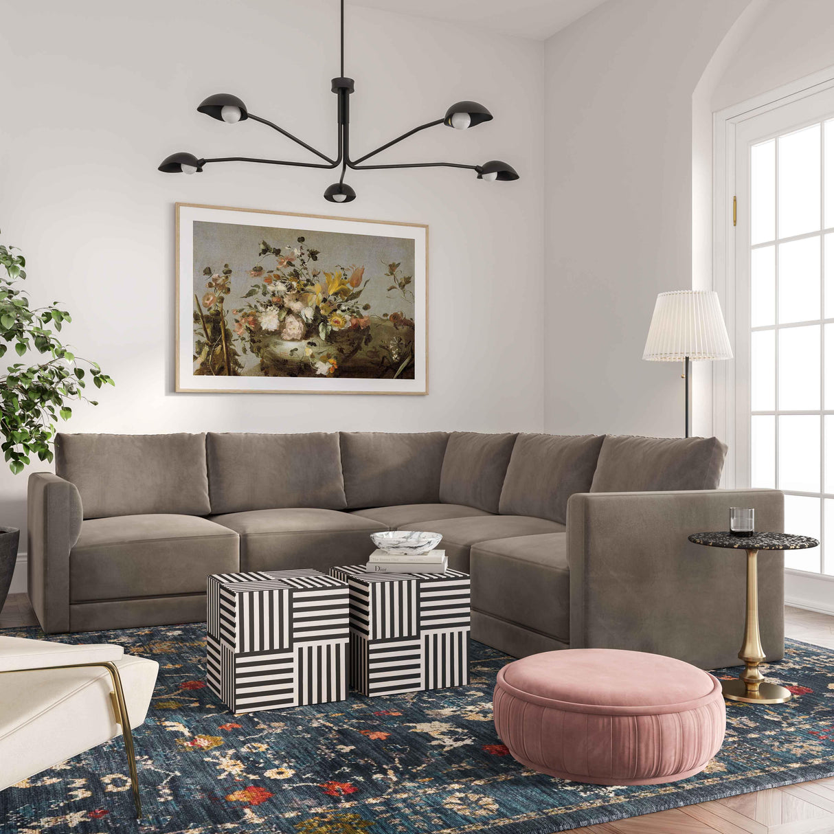 Willow 5-Piece Velvet Modular L Sectional