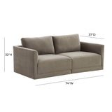 Willow 74" Velvet Modular Loveseat