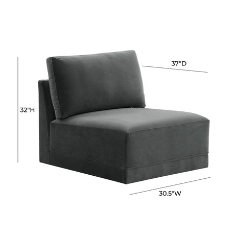 Willow Performance Velvet Modular Armless Chair - View 9