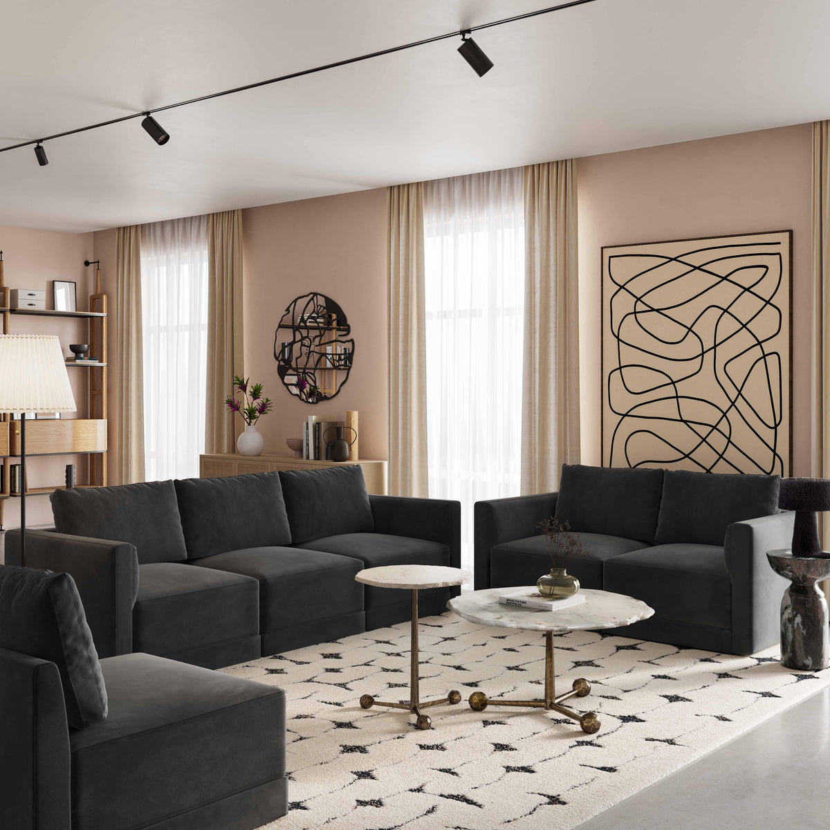 Willow Performance Velvet Modular RAF Corner Chair - View 7