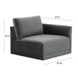 Willow Performance Velvet Modular RAF Corner Chair - View 11