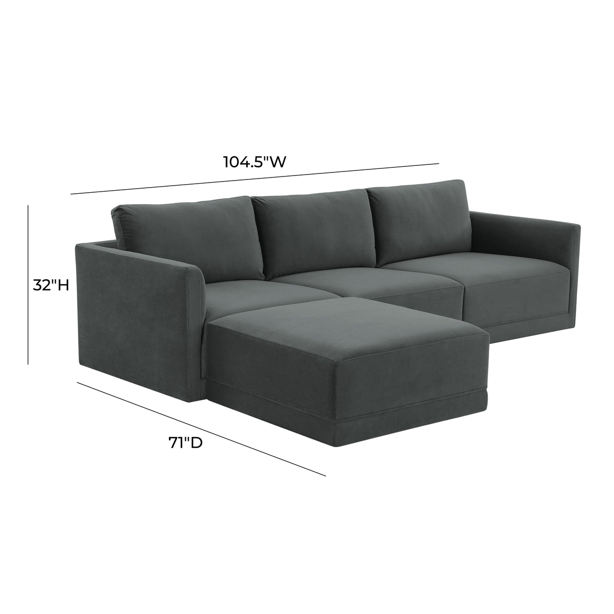 Willow 4-Piece Velvet Modular Sectional