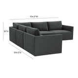 Willow 5-Piece Velvet Modular L Sectional