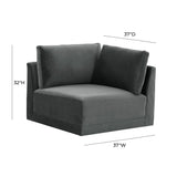 Willow Performance Velvet Modular Corner Chair - View 12