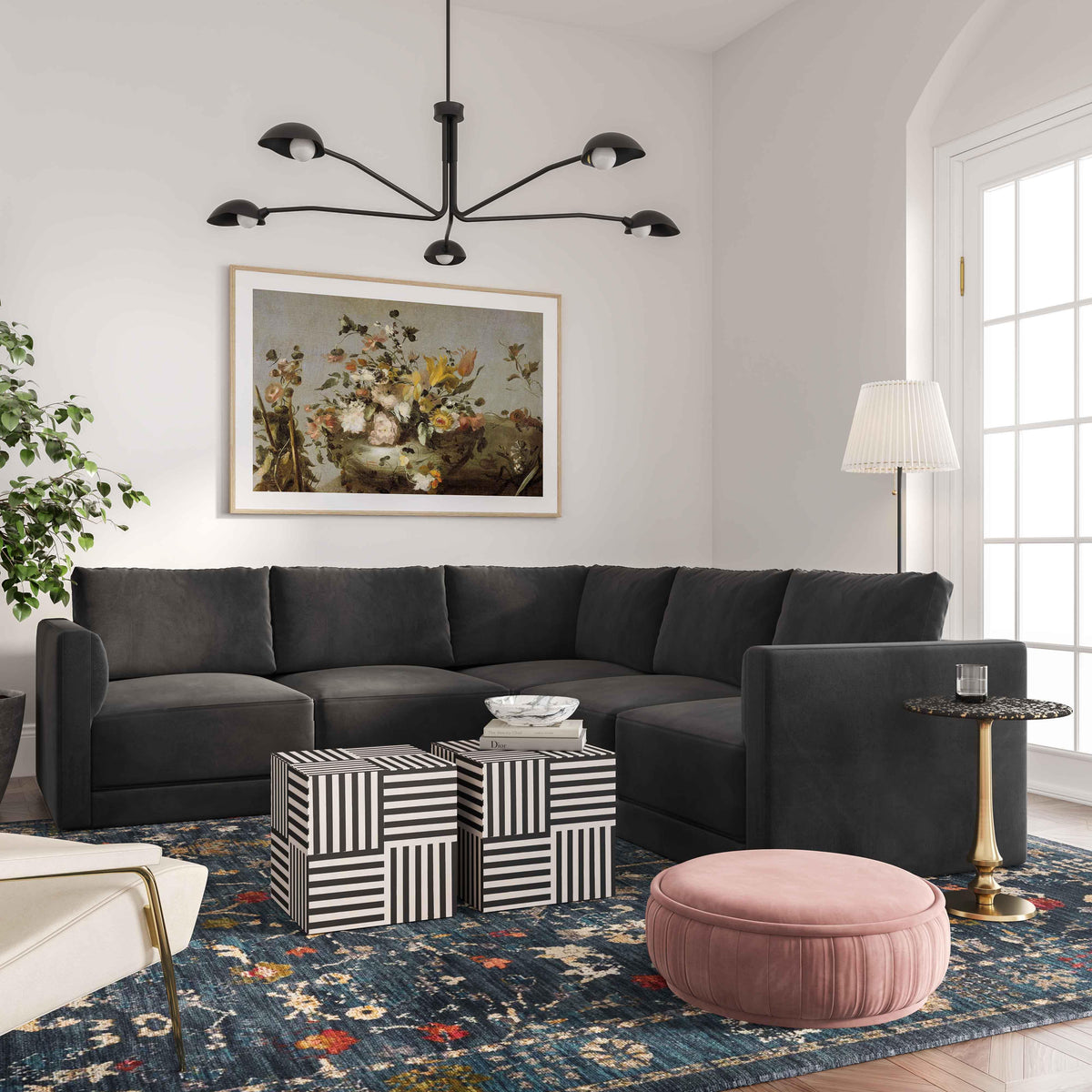 Willow Performance Velvet Modular Corner Chair - View 13
