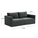 Willow 74" Velvet Modular Loveseat