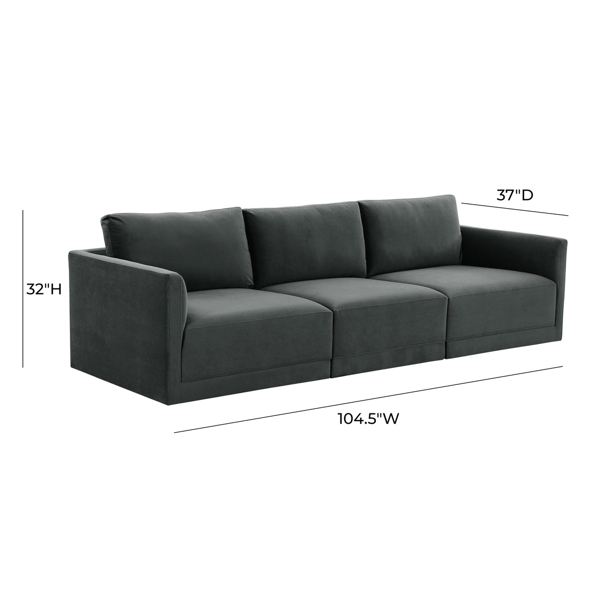 Willow 105" Velvet Modular Sofa