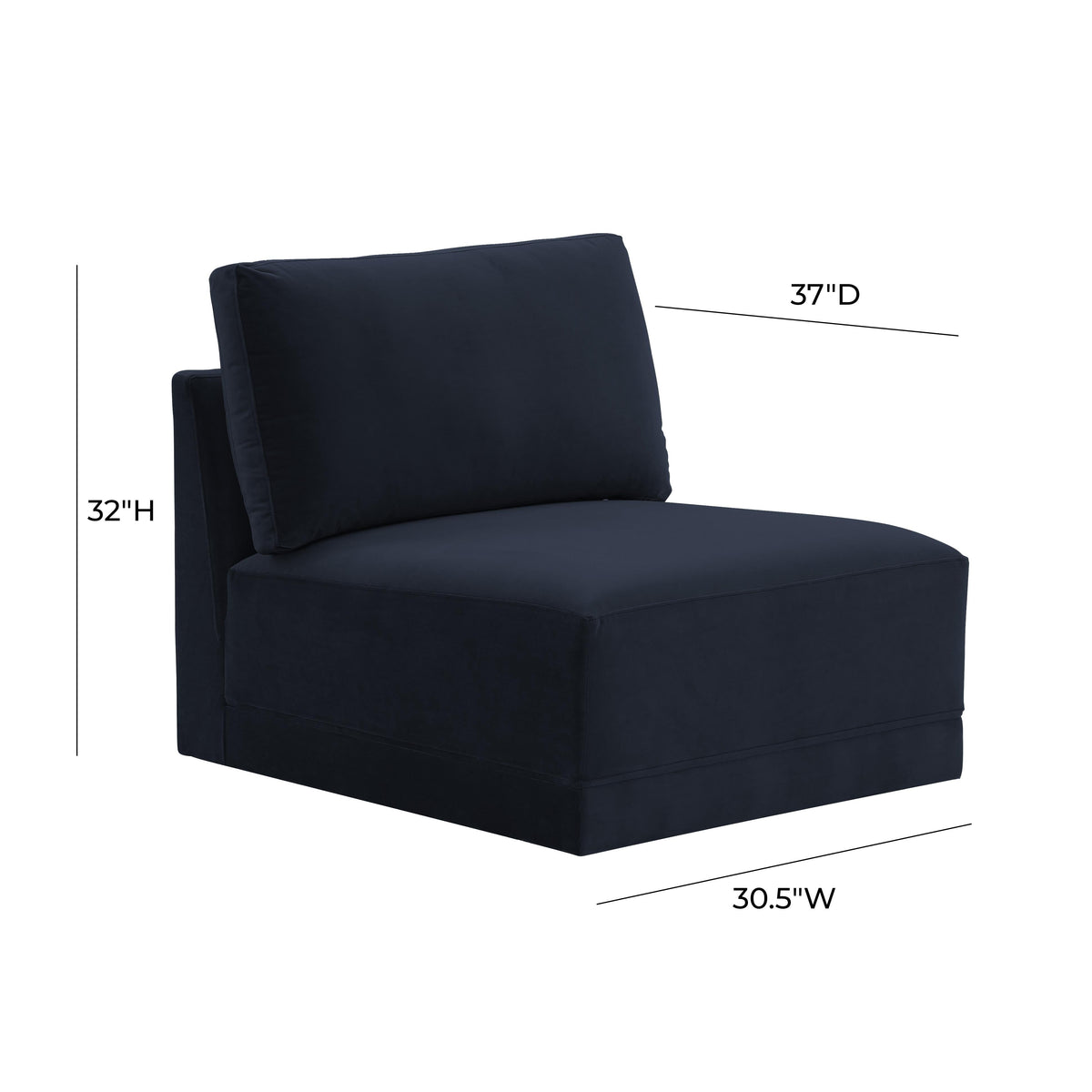 Willow Performance Velvet Modular Armless Chair - View 14