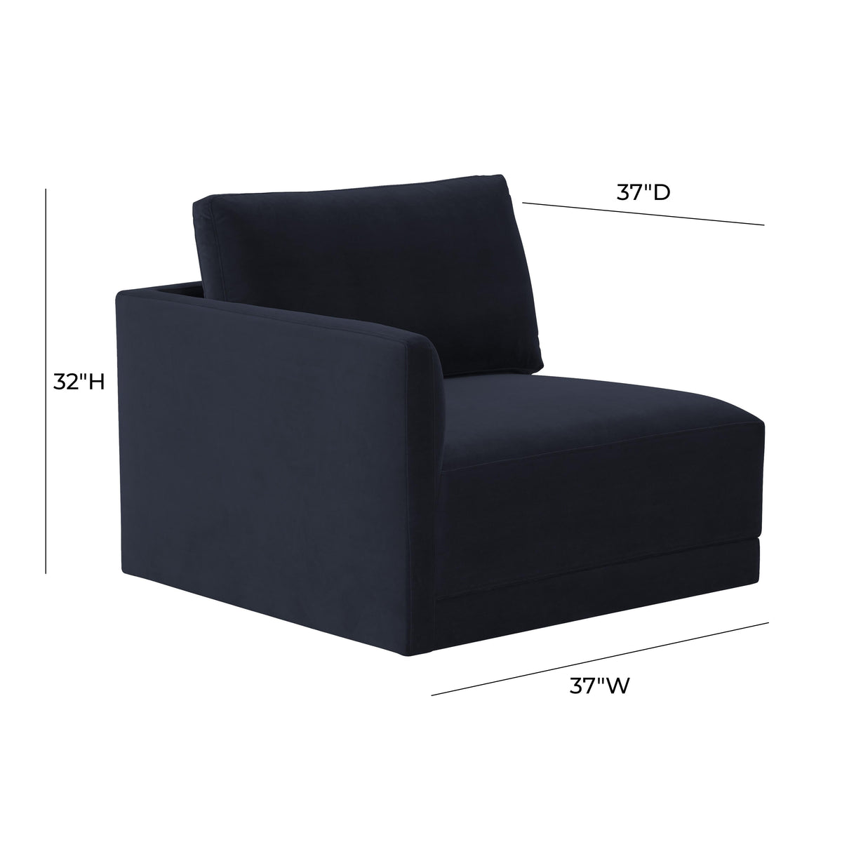 Willow Performance Velvet Modular LAF Corner Chair - View 17