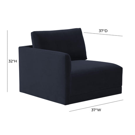 Willow Performance Velvet Modular LAF Corner Chair - View 17