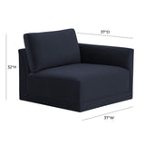 Willow Performance Velvet Modular RAF Corner Chair - View 17