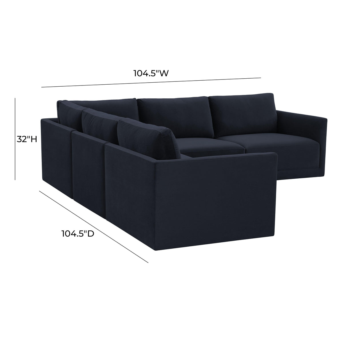 Willow 5-Piece Velvet Modular L Sectional