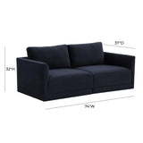 Willow 74" Velvet Modular Loveseat