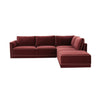 Willow 5-Piece Velvet Modular Right Facing Sectional
