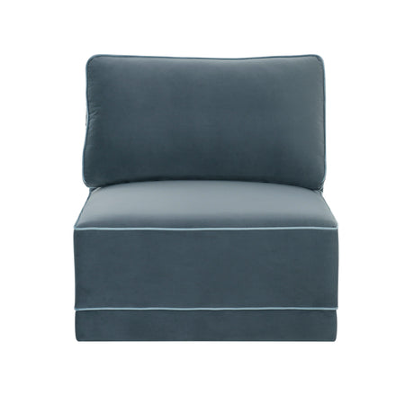 Willow Performance Velvet Modular Armless Chair - View 18