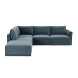 Willow 5-Piece Velvet Modular Left Facing Sectional