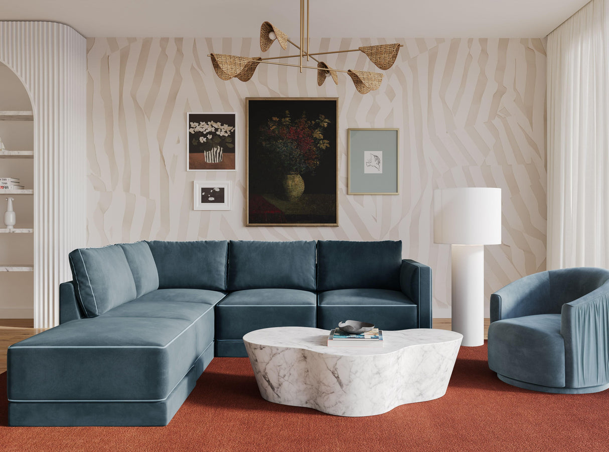 Willow 5-Piece Velvet Modular Left Facing Sectional