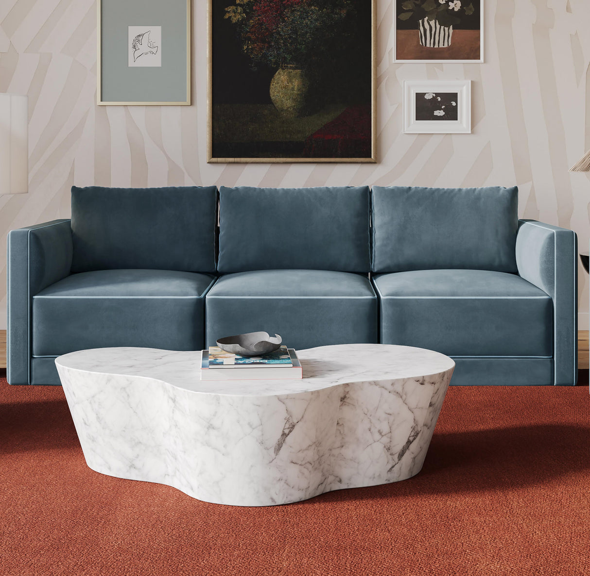 Willow 105" Velvet Modular Sofa