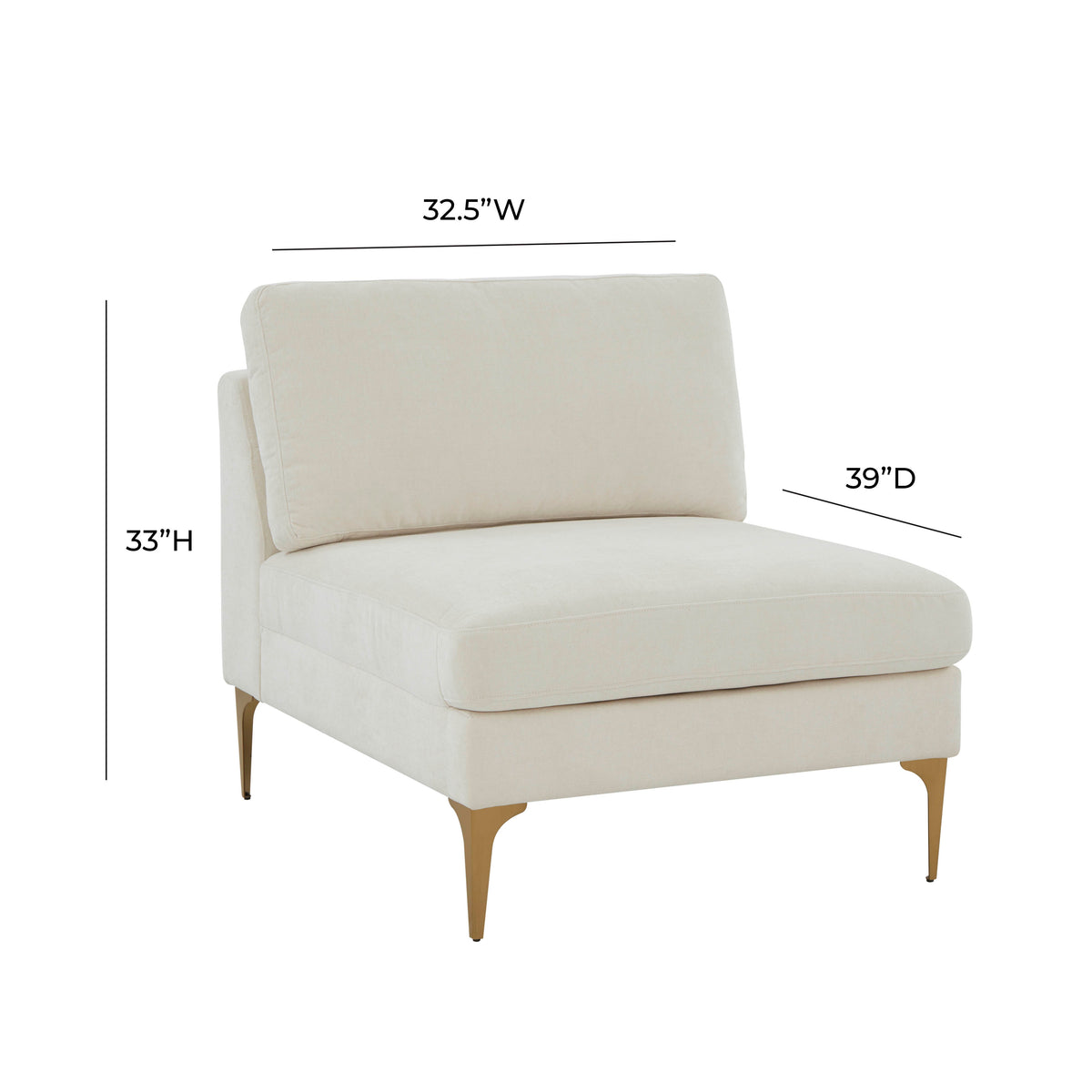 Serena Performance Velvet Modular Armless Chair - View 5