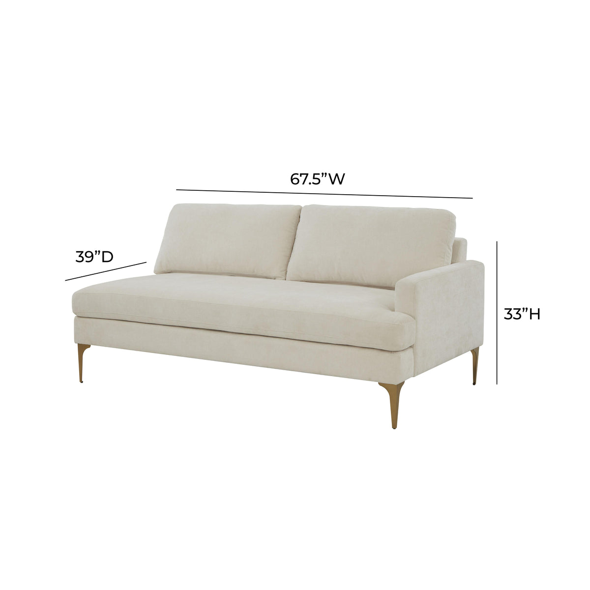 Serena 68" Performance Velvet Modular Loveseat - View 23