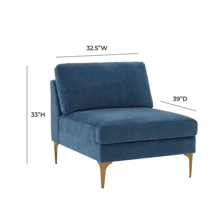 Serena Performance Velvet Modular Armless Chair - View 11