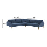 Serena 3-Piece Velvet L-Sectional