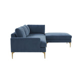 Serena 3-Piece Velvet Chaise Sectional
