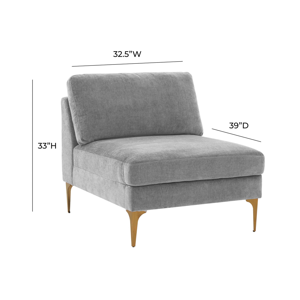 Serena Performance Velvet Modular Armless Chair - View 15