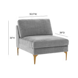 Serena Performance Velvet Modular Armless Chair - View 15