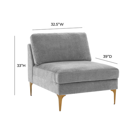 Serena Performance Velvet Modular Armless Chair - View 15