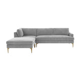 Serena 3-Piece Velvet Chaise Sectional