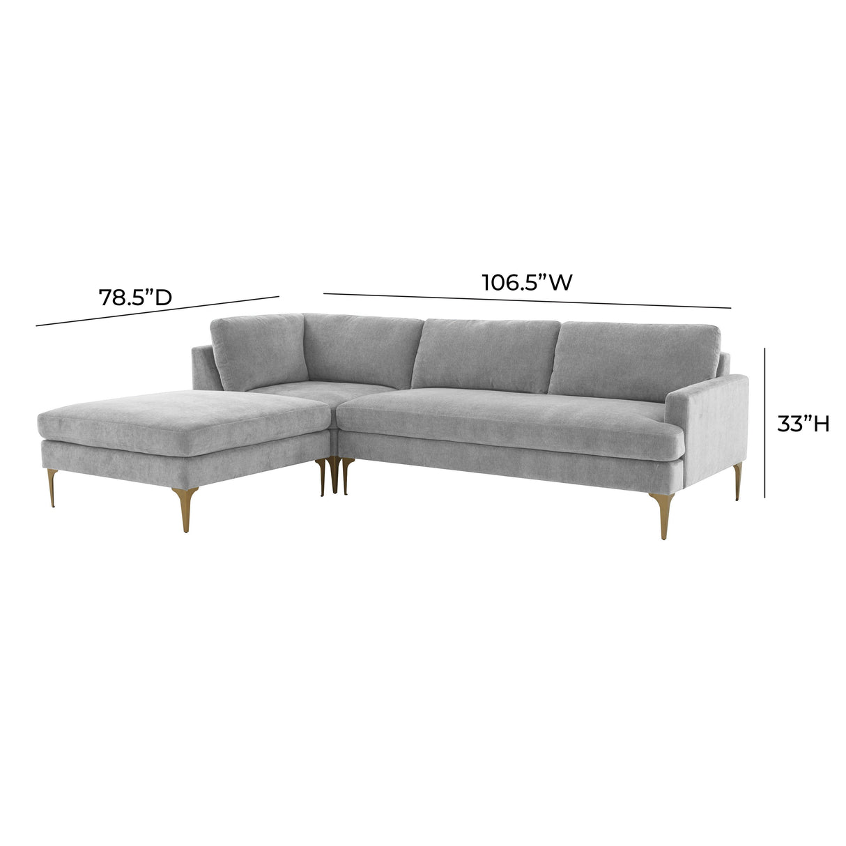 Serena 3-Piece Velvet Chaise Sectional