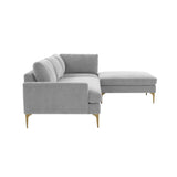Serena 3-Piece Velvet Chaise Sectional
