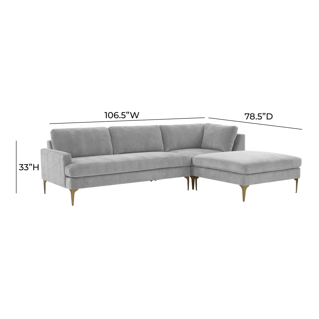 Serena 3-Piece Velvet Chaise Sectional
