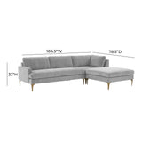 Serena 3-Piece Velvet Chaise Sectional