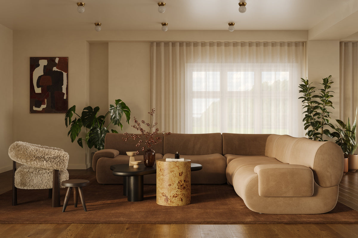 Zenith 5-Piece Latte Brown Performance Velvet Modular L-Sectional - View 2
