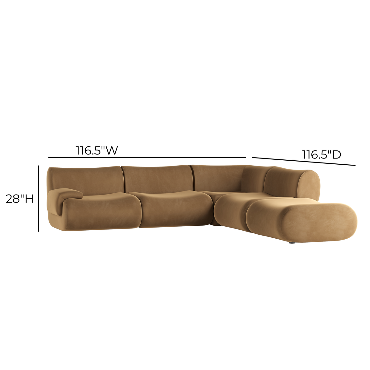 Zenith 5-Piece Performance Velvet Modular Sectional - View 12