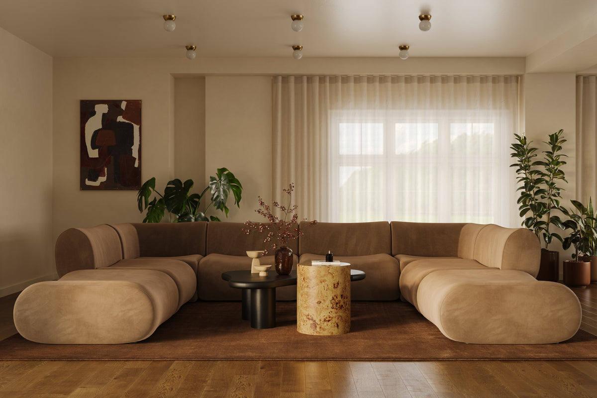 Zenith 8-Piece Latte Brown Performance Velvet Modular U-Sectional - View 2