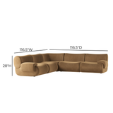 Zenith 5-Piece Latte Brown Performance Velvet Modular L-Sectional - View 5