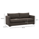 Portsmouth 85 Inch Sofa detail view of reversible seat cushion and resilient foam core