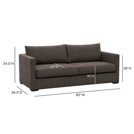 Portsmouth 85 Inch Sofa detail view of reversible seat cushion and resilient foam core